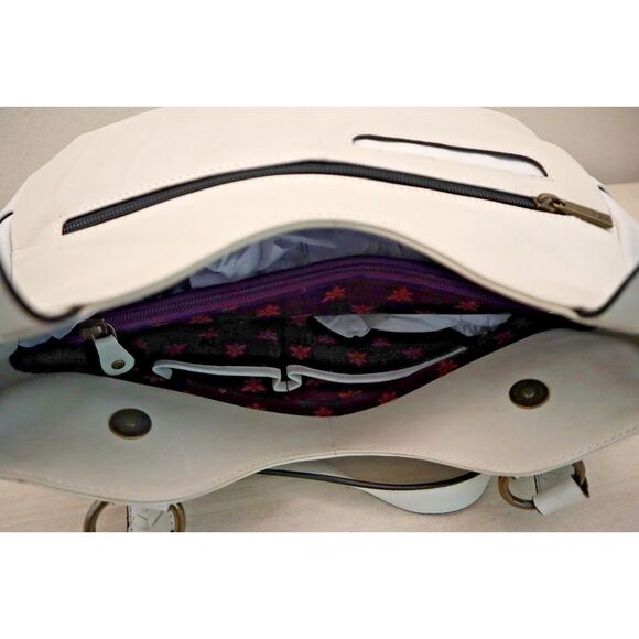 Anuschka Women's Ivory Genuine Leather Tote Handbag Purse - Picture 6 of 16